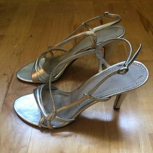 Strappy Silver Nine West dress shoes 9-1/2